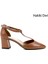 Kadın Taba Bilekten Bağlı Orta Topuklu Hakiki Deri Ayakkabı 1