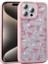Apple iPhone 15 Pro Max Kılıf Taşlı ve Simli Tasarım Prl Azra Kapak - Pembe 1