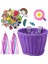 4pcs/set Pe Rattan Hasır Bisiklet Ön Sepet+Çan+Püskül+Sticker Bisiklet Ön Sepet Elle Dokuma Çocuk Bisiklet Sepeti: Mor 2 (Yurt Dışından) 1