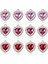 ( 12 x Adet ) 1 Set 4 Red + 4 + 4 Purple Heart Kristal Görünüm Kalp Bileklik&küpe&kolye 1