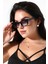 Kadın Siyah Cat Eyes UV400 Güneş Gözlüğü 23009 C2 Çift Renk 1