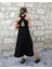 Mottisfashion Kadın Arkadan Çapraz Detay Yuvarlak Yaka Maksi Viskon Elbise 4
