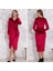 Mottisfashion Kadın Kadife Kumaş V Yaka Uzun Kollu Midi Boy Elbise 1
