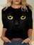 Mottisfashion Kadın Uzun Kollu Bisiklet Yaka Kedi Desenli Süprem Bluz 3