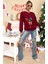 Mottisfashion Kadın Uzun Kollu Bisiklet Yaka Desenli Viskon Iki Iplik Bluz 4