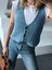 Mottisfashion Triko Kolsuz Düğmeli Yelek - Mavi 4
