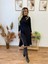 Mottisfashion Kadın Uzun Kollu Balıkçı Yaka Omuzda Damla Detaylı Yırtmaçlı Krep Midi Elbise 4