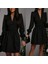 Mottisfashion Kadın Uzun Kollu V Yaka Belden Hafif Pileli Scuba Krep Mini Boy Elbise 4