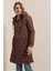 Mottisfashion 5138 Kapitone Uzun Şişme Mont - Kahverengi 2