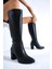 Kadın Paris Siyah Yandan Fermuarlı Diz Altı Cizme 410 2