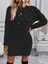 Mottisfashion Kadın Uzun Kollu Bisiklet Yaka Desenli Triko Elbise 8
