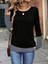Mottisfashion Kadın Uzun Kollu Açık Yuvarlak Yaka Blok Renkli Viskon Bluz 5
