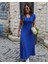 Mottisfashion Kadın Kısa Kollu V Yaka Maxi Boy Elbise 124 cm 2