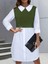 Mottisfashion Kadın Uzun Kollu Gömlek Yaka Çift Renkli Trikoton Elbise 6