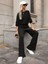 Mottisfashion Kadın Uzun Kollu Bisiklet Yaka Şardonlu Dalgıç Bluz ve Pantolon Ikili Takım 5