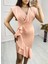 Mottisfashion Scuba Kumaş Önü Fırfırlı Midi Boy Elbise 8