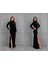 Mottisfashion Kadın Uzun Kollu Yarım Balıkçı Yaka Derin Yırtmaç Detay Krep Tam Boy Elbise 5
