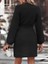 Mottisfashion Kadın Uzun Kollu Bisiklet Yaka Balon Kol Bel Lastik Detay Triko Mini Boy Elbise 3