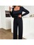 Mottisfashion Kadın Uzun Kollu Kare Yaka Bluz ve Ispanyol Paça Pantolon Ikili Takım 2