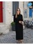 Mottisfashion Kadın Uzun Kollu Yarı Balıkçı Yaka Arkadan Pencere Detaylı Bağcıklı Midi Triko Elbise 1