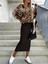 Mottisfashion Kadın Uzun Kollu Askılı Yuvarlak Yakalı Yırtmaçlı Dalgıç Elbise ile Yakalı Yunan Desenli Bluz Ikili Takım 7