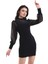 Mottisfashion Kadın Balıkçı Yaka Transparan Detay Fırsat Ürün Sandy Kumaş Mini Elbise 3