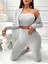 Mottisfashion Kadın Uzun Kollu Straplez Şardonlu Kaşkorse Bluz Önü Düğmeli Ceket ve Tayt Pantolonlu Üçlü Takım 7