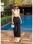 Mottisfashion Kadın Beli Zincir Detay Ithal Krep Pantolon 7