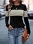 Mottisfashion Kadın Uzun Kollu Bisiklet Yaka Çift Renkli Triko Bluz 7