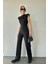 Mottisfashion Siyah Vatkalı Dik Yaka Tulum 1