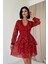 Mottisfashion Kırmızı Kat Kat Şifon Elbise 7
