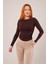 Mottisfashion Yaka Detay Uzun Kollu Basic Kahverengi Bluz 1