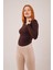 Mottisfashion Yaka Detay Uzun Kollu Basic Kahverengi Bluz 7