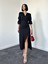 Mottisfashion Siyah Yırtmaçlı Jakar Elbise 4