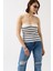 Mottisfashion Çizgili Straplez Dokulu Bluz 3