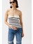Mottisfashion Çizgili Straplez Dokulu Bluz 4