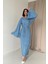 Mottisfashion Mavi Ispanyol Kol Piliseli Elbise 5
