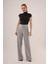 Mottisfashion Bol Paça Yandan Fermuarlı Gri Kumaş Pantolon 6