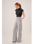 Mottisfashion Bol Paça Yandan Fermuarlı Gri Kumaş Pantolon 8
