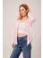 Mottisfashion Çizgili Rahat Kesim Pembe Gömlek 5