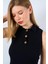 Mottisfashion Patlı Düğmeli Triko Atlet - Siyah 4