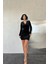 Mottisfashion Siyah Yaka ve Kol Dantelli Mini Elbise 5