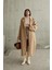 Mottisfashion Camel Uzun Kaşe Kemerli Kaban 1