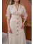 Mottisfashion Bej Düğmeli Keten Elbise 8