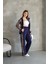 Mottisfashion Osy Modal Yumuşak Dokulu Kumaş Kapüşonlu Leopar Desenli Fermuarlı Takım - Lacivert 4