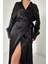 Mottisfashion Siyah Kuşaklı Gömlek Elbise 3