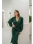 Mottisfashion Zümrüt V Yaka Saten Elbise 5