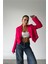 Mottisfashion Arkası Inci Düğme Detaylı Crop Ceket - Fuşya 2