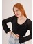 Mottisfashion Ön Bağlamalı Ajurlu Crop Siyah Hırka 3