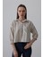 Mottisfashion Çizgili Kısa Gömlek - Bej-Lacivert 1